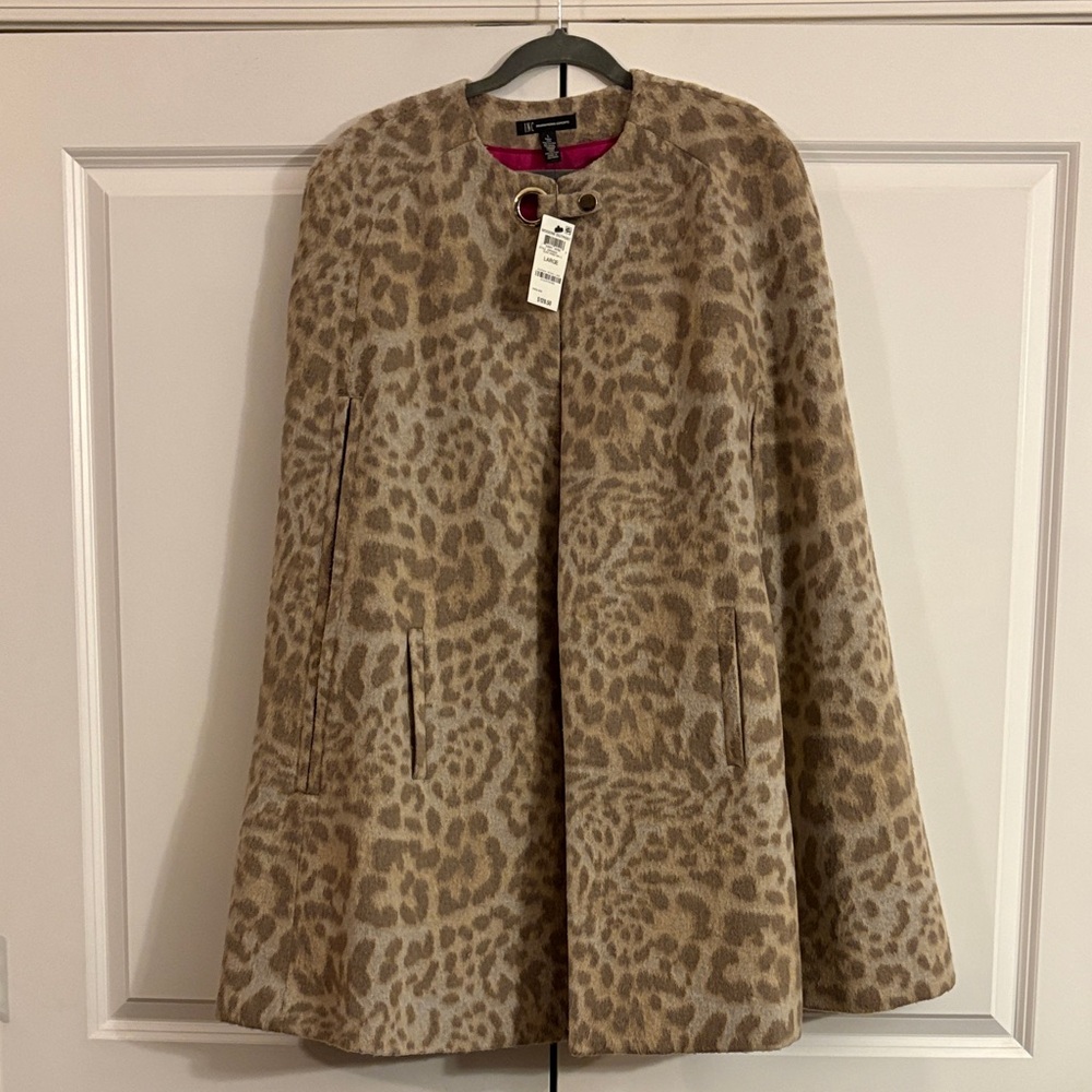 INC International Concepts Animal Print Cape Coat
